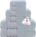 CASA COPENHAGEN Zero Twist 6Pcs 100% Egyptian Cotton Large Designer Towels Gift Set- Dusty Violet, 600 GSM, 2Bath 2Hand 2Washcloths, Bath Towels for Bathroom Set for Women & Men
