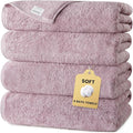 SEMAXE 4 Piece Purple Bath Towel Set for Bathroom, 100% Cotton Bath Towels with Hanging Loop, 55 x 27 Inch, Soft Absorbent & Quick Dry, for Home