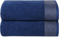 BELIZZI HOME Ultra Soft 2 Pack Oversized Bath Towel Set, 28x55 inches, 100% Cotton, Navy Blue
