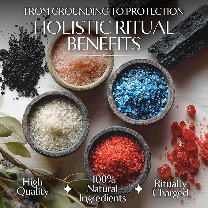 Ritual Salt Starter Collection Pack for Ceremony and Spell – Handcrafted Negative Energy Protection Crystals for Witchcraft Supplies – Witches & Wiccan