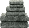 SKL Home CloudSoft 100% Cotton Luxury 6-Piece Towel Set, 600 GSM, Ultra Plush & Absorbent - 2 Bath Towels, 2 Hand Towels, 2 Washcloths, Green Pine