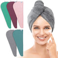 TENSTARS 5 Pack Thicken Microfiber Hair Towel Wrap for Women - Elastic Loop Design - 320GSM Coral Velvet - Quick Dry Hair Turban - 11x28 Inch (Aqua Green+Pink+Burgundy+Teal+Grey)
