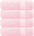 GLAMBURG Premium Cotton 4 Pack Bath Towel Set - 100% Pure Cotton - 4 Bath Towels 27x54 - Ideal for Everyday use - Ultra Soft & Highly Absorbent - Pink