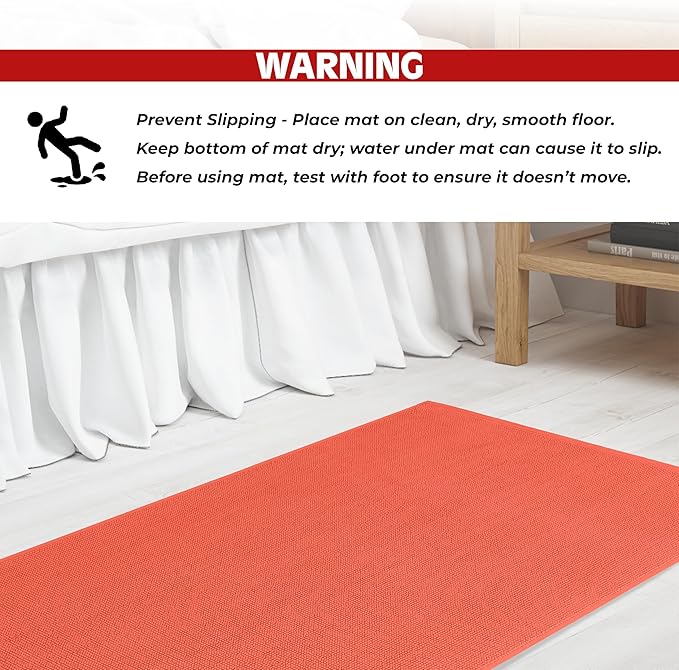 Cotton Paradise 100% Cotton Non Slip Bath Mats for Bathroom, 20x34 inch Soft Absorbent Quick Dry Machine Washable Floor Bath Mat, Coral