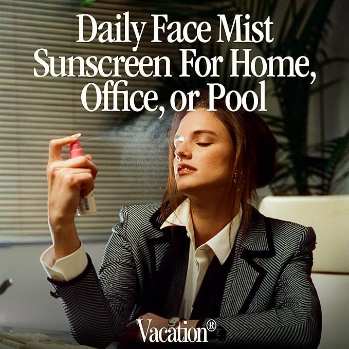 Vacation Mini Super Spritz SPF 50, Water-Resistant, Daily Face Sunscreen Spray, Mini Setting Spray, Non-Comedogenic, Vegan, Travel Size, 1 Fl. Oz. (Value Pack of 6)