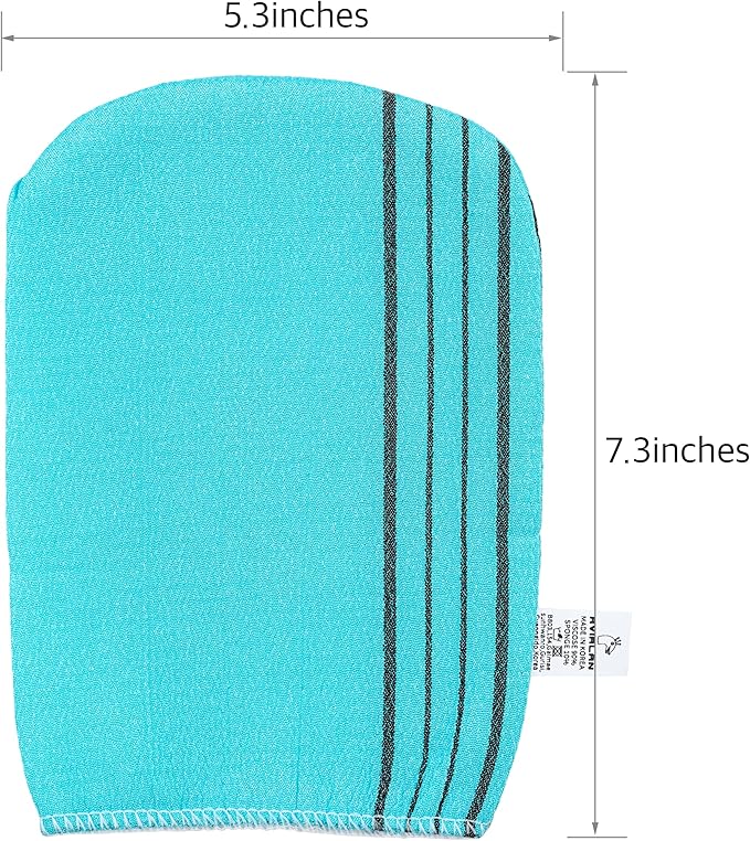Exfoliating Glove loofah Korean Skin Care face Lip Body Scrub Body wash Dry Brushing Body Brush Bath Towels Foot Back Scrubber scrubbing Bathing Sponge Remover Gloves (SkyBlue)