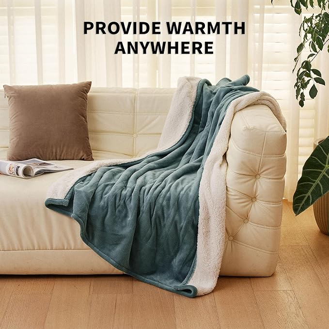 JET'S HOME Heated Blanket 50"x60" - ETL Certified Flannel Electric Blanket Machine Washable Heating Throw with 5 Heating Levels 3 Hours Auto-Off Warm Gift for Family (Blue)