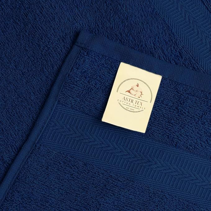 Medium Bath Towels Bulk Set of 12 – 100% Cotton Terry – 24" x 48" – Quick Dry, Soft & Highly Absorbent – Navy Blue Towels for Bathroom, Gym, Spa, Pool & Daily Use