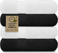 Softolle Luxury Bath Towels Set of 4 (27” x 54”) | Towels for Bathroom | Super Soft | Highly Absorbent Towels for Home, Spa, Gym (Black-White)