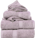 SUPERIOR Egyptian Cotton Pile 6 Piece Towel Set, Includes 2 Bath, 2 Hand, 2 Face Towels/Washcloths, Ultra Soft Luxury Towels, Thick Plush Essentials, Guest Bath, Spa, Hotel Bathroom, Purple