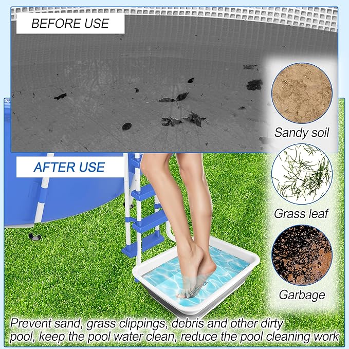 11.8" x 7.87" x 4.5" Pool Foot Bath Tray for Swimming Pool, Non- Slip Collapsible Foot Bath for Pool, Portable Foot Tub for Pool for Above Ground Pool Accessories, Rinse Feet Keep Pool Clean