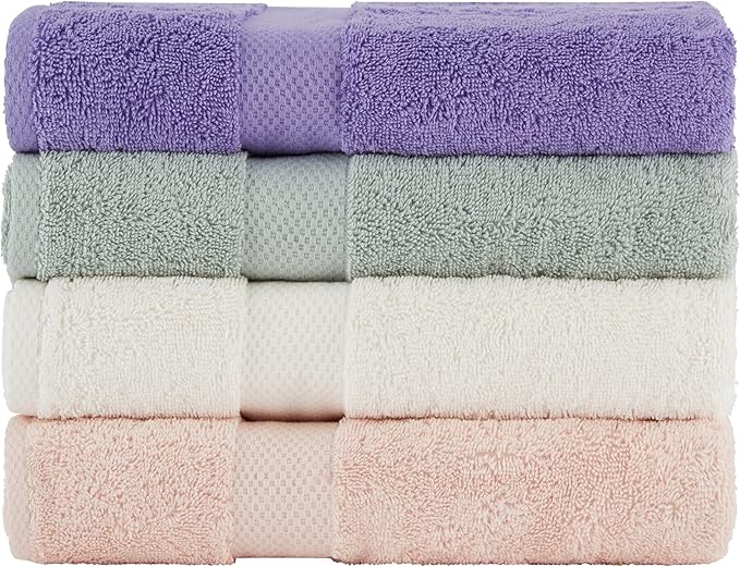 BolBom Towels 4 Pack Medium Bath Towel Set, 27“X54” Inches, 500 GSM 100% Ring Spun Cotton, Lightweight and Highly Absorbent Quick Drying Premium Towels for Hotel, Spa,Bath and Bathroom
