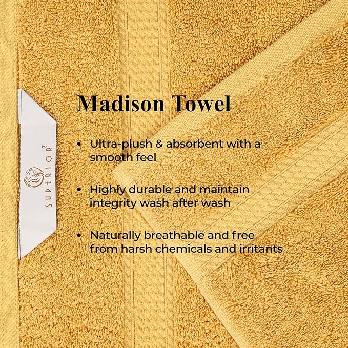 Superior Egyptian Cotton Pile 9-Piece Towel Set, Includes 3 Bath, 3 Hand, 3 Face Towel/Washcloth, Heavyweight, Ultra Soft Luxury Towels, Thick Plush Essentials, Guest Bath, Spa, Hotel Bathroom, Gold