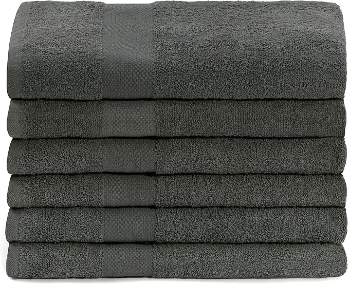 Simpli-Magic Cotton Bath Towels, 25”x50”, Gray, 6 Pack