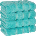 American Soft Linen Luxury Hand Towels for Bathroom, 600 GSM Heawy Weight 16x28 Size 100% Cotton Turkish 4 Piece Hand Face Towel Set, Turquoise Blue Hand Towels