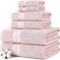Modern Threads - Spun Loft 6-Piece 100% Combed Cotton Towel Set - Bath Towels, Hand Towels, & Washcloths - Super Absorbent & Quick Dry - 600 GSM - Soft & Plush, Blush