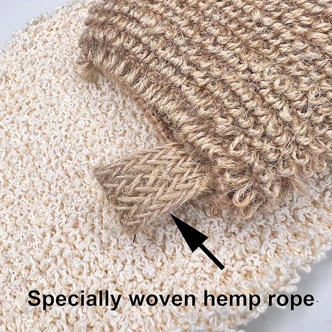 Bath Gloves for Shower - Bath Mitts Washcloths - Bath Gloves Exfoliating for Women and Men - Body Scrubbers for Use in Shower - Ramie and Jute Fiber - 2 Pack