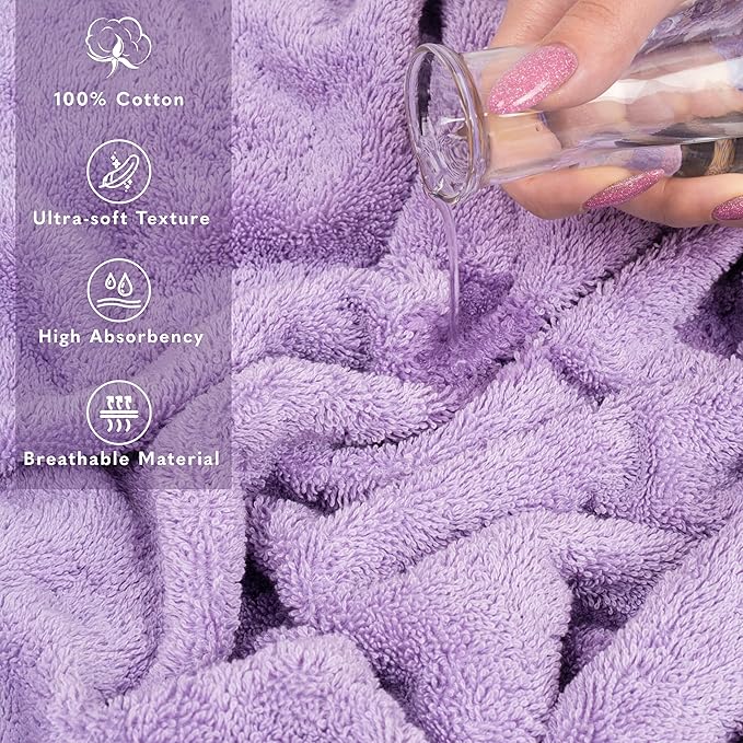 American Soft Linen 100% Cotton 600 GSM Turkish 40x80 Oversized Bath Towel Sheet, Extra Large Adult Towels for Bathroom, Lilac Bath Sheet