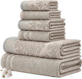 Modern Threads 6 Piece Cotton Bath Towel Set – Ultra Soft 550 GSM Towels – Bathroom Set with Hand Towels and Washcloths – Diamond Border (Silver Cloud)