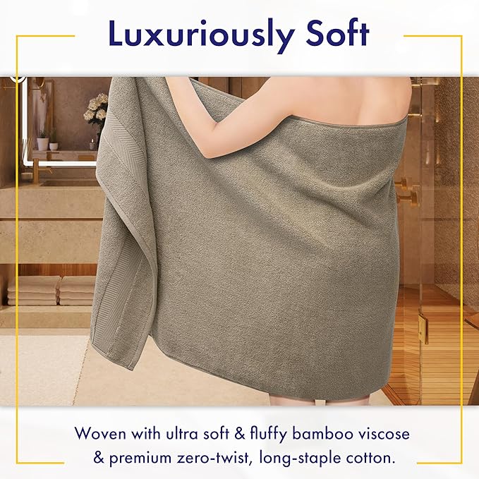 Alusa Home Ultra Soft & Plush Viscose from Bamboo Bath Towels - 700 GSM Luxury Bath Towels - 6 Piece Set - Super Absorbent & Quick Drying (Taupe)
