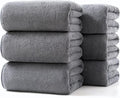 Lumimi Towels 6 Piece Soft Microfiber Bath Towel Set Salon Gym Yoga Travel Incredibly Absorbent Lightweight Quick Dry and Durable, 55" L x 27" W, Big 6 Pack Dark Grey