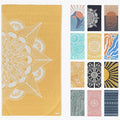 FESHKA Sand Proof Turkish Beach Towel – Oversized, Quick Dry & Lightweight Travel Towel - 100% Organic Cotton Beach Blanket - Perfect for Bath, Pool & Picnic | Frozen (Yellow)