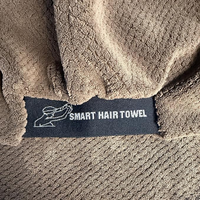 Smart Hair Towel™ – Slim Shape Microfiber Hair Wrap with Patented Elastic Band – Super Absorbent, Lightweight, Firm Fit – for Wet & Dry Hair (Deep Espresso Brown, Large)