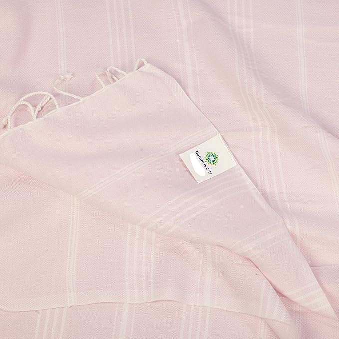 Cotton Prewashed, Soft, Cotton Bath Beach Spa Sauna Hammam Yoga Gym Hamam Towel Fouta Peshtemal Pestemal Blanket 39x69 inches (Pink Marshmallow)