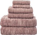SKL Home CloudSoft 100% Cotton Luxury 6-Piece Towel Set, 600 GSM, Ultra Plush & Absorbent - 2 Bath Towels, 2 Hand Towels, 2 Washcloths, Clay