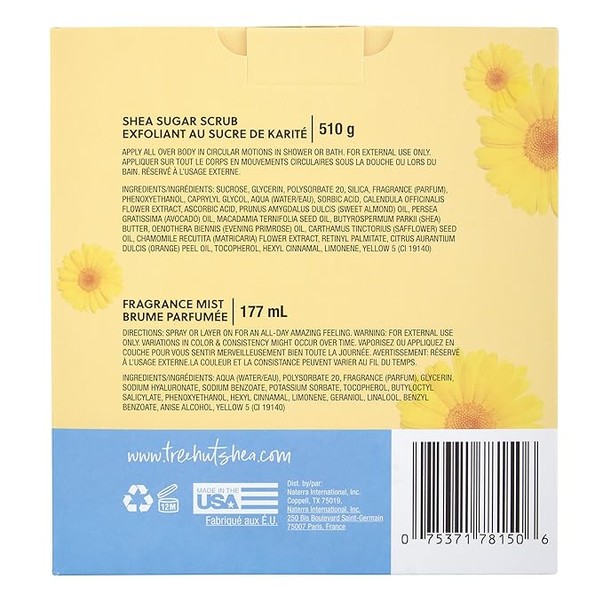 Tree Hut Dewy Daisy Gift Set, Exfoliating Body Scrub & Hydrating Body Spray, Skin Care Bundle, 18 & 6 fl oz