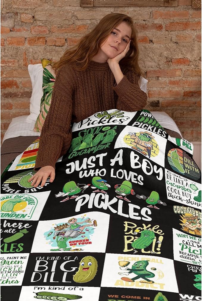 Pickle Flannel Fleece Blanket Throw Couch Microfiber Soft Cozy Lightweight Luxury Bed Blanket 60"x50"for Teen