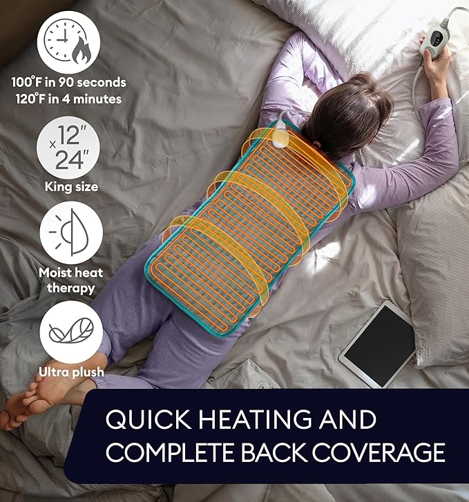 GENIANI Mothers Day Gifts for Mom – Electric Heating Pad for Back, Neck & Shoulders, Soft Microplush Electric Throw Heating Pad for Relaxation & Period Comfort, Fast Heating, Auto Shut Off, 12"x24"