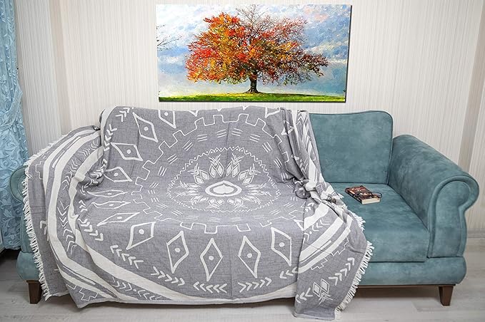 Bersuse 100% Cotton Kona XL Throw Blanket Turkish Towel Beach Blanket - Beach Camping Essentials - 75x90 Inches, Anthracite