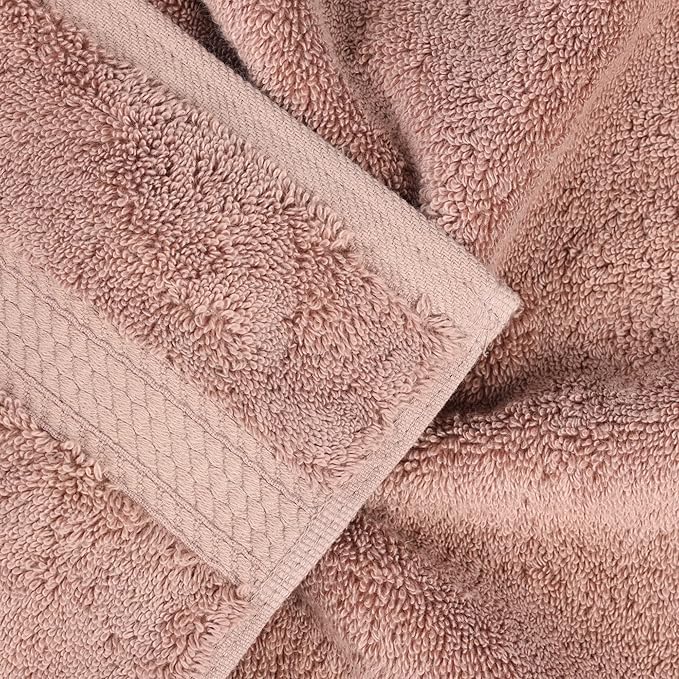 Superior Egyptian Cotton Pile Bath Towels, Ultra Soft Luxury Towel, Thick Plush Essentials, Absorbent Heavyweight, Guest Bath, Hotel, Resort, Spa, Pool, Bathroom, Shower Basics, Set of 4, Muted Mauve