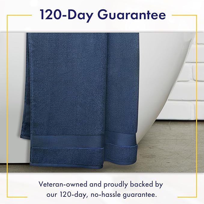 Alusa Home Ultra Soft & Plush Viscose from Bamboo Bath Sheets - 700 GSM Pack of 2 - Extra Large 70x35 in - Super Absorbent & Quick Drying (Navy Blue)