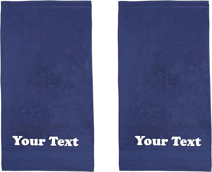 Personalize Your Towels with Custom Embroidery: Names, Monograms, and Initials. Perfect for Bathroom, Spa, Gym, Shower, Kids, Adults, Pool, Travel, Gifts, 2-Piece Bath Towels Set - Navy Blue
