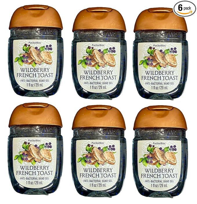 Bath and Body Works Classic and Seasonal Scents Pocketbac Gel Sanitizers - Pack of 6-1 oz each (Wildberry French Toast)