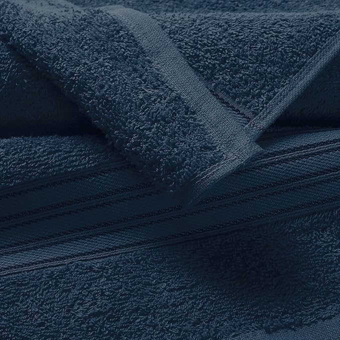BOUTIQUO Ultra Soft 3 Pack Cotton Towel Set, Contains a Bath Towels 28x55 inch, a Hand Towels 16x24 inch & a Wash Coths 12x12 inch, Ideal Everyday use, Compact & Lightweight - Mineral Blue
