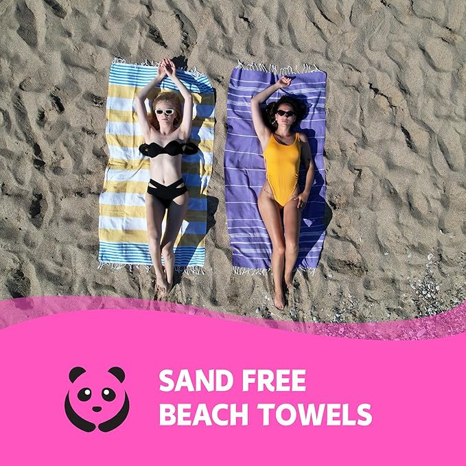 HAVLULAND Turkish Beach Towels, Oversized 40"x72" Turkish Bath Towel, Highly Absorbent Quick Dry Sand Free Beach Towels for Beach Pool Spa Gym Yoga Travel Camping Picnic Blanket - Yellow/Turquoise
