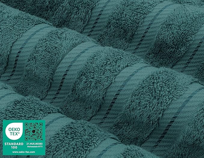 American Soft Linen Premium 3 Piece Towel Set, 1 Bath Towel 1 Hand Towel 1 Washcloth, 600 GSM 100% Cotton Turkish Towels for Bathroom, Teal Towel Set