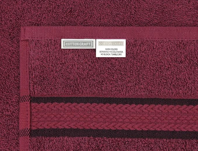 COTTON CRAFT Ultra Soft Washcloths - 12 Pack - 12x12-100% Cotton Facecloths - Baby Wash Cloths - Absorbent Quick Dry Everyday Luxury Bathroom Kitchen Spa Gym Pool Camp Dorm - Easy Care - Burgundy
