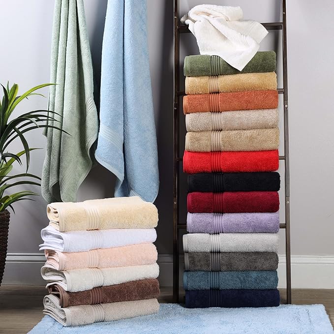 Superior Egyptian Cotton 6-Piece Towel Set, Bathroom Essentials, Towels For Bathroom, Apartment, Airbnb, Guest Bath, Face, Hand, Bath Towels, Washcloths, Absorbent, Fast Drying, Light Blue