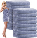 SmoothNovelty 16 Pack Microfiber Bath Towels Bulk 27'' x 60'' Oversized Size Bath Towel Highly Absorbent Extra Large Soft Drying for Beach Shower Summer Salon Sport Gym Party (Diamond,Light Grey)