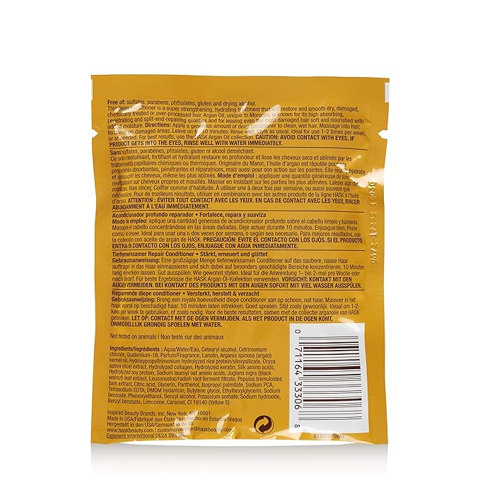 HASK ARGAN Repairing Deep Conditioner Treatments for all hair types, color safe, gluten-free, sulfate-free, paraben-free - Pack of 12