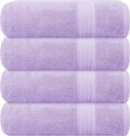 GLAMBURG Premium Cotton 4 Pack Bath Towel Set - 100% Pure Cotton - 4 Bath Towels 27x54 - Ideal for Everyday use - Ultra Soft & Highly Absorbent - Purple