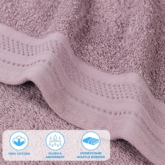Superior Honeycomb 100% Cotton 500 GSM 12 Piece Bath Towel Set, 6 Washcloths, 4 Hand, 2 Bath Towels, Ideal for Bathroom, Kitchen or Beach, Quick Dry, Jacquard and Solid, Mid-Weight, Sea Fog