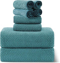 Smuge 8-Piece Turquoise Bath Towel Set, 2 Extra Large Bath Towel Sheets, 2 Hand Towels and 4 Washcloths - Highly Absorbent Quick Dry Microfiber,Ultra Soft Towel Set for Bathroom, Waffle Weave Design