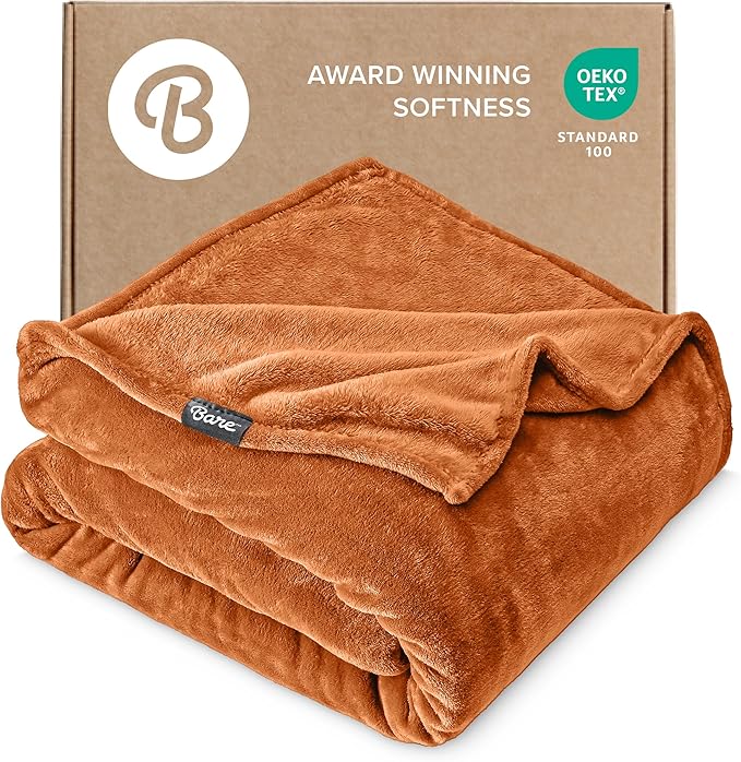 Bare Home Fleece Blanket - King Size - Ultra-Soft Lightweight for Bed, Sofa, and Couch - Luxury Microplush - Cozy Warm Blanket (King, Sienna)