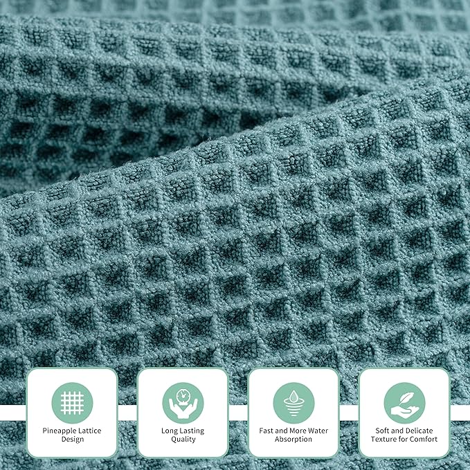 MICROFI New Microfiber Waffle Bath Towels, 3 Pieces, Oversized, Soft, Absorbent, Fast Drying, Lint Free, Includes Bath, Face and Hand Towels 430 GSM