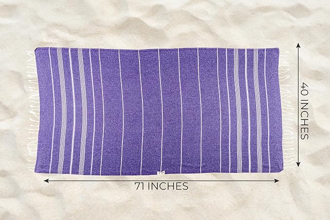 Ray Silver Turkish Beach Towel – 100% Cotton 40x71 Quick Dry Oversized Sand Free Lightweight Blanket for Travel Camping Bath Sauna Pool Gym Yoga (1pc - S-Purple)